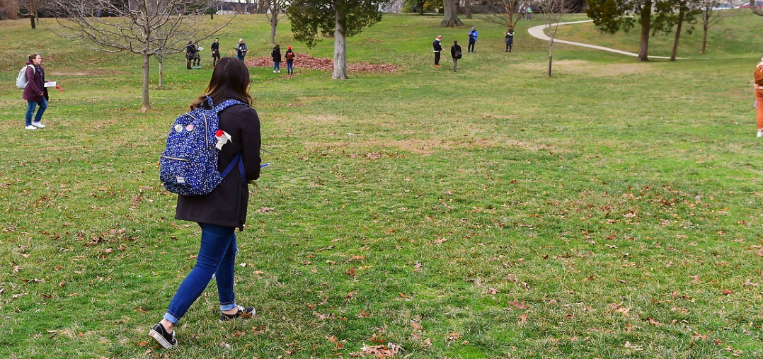 Anthropology students doing a class exercise